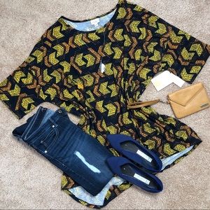 LuLaRoe Navy Chevron Irma Tunic Top NWT 3X